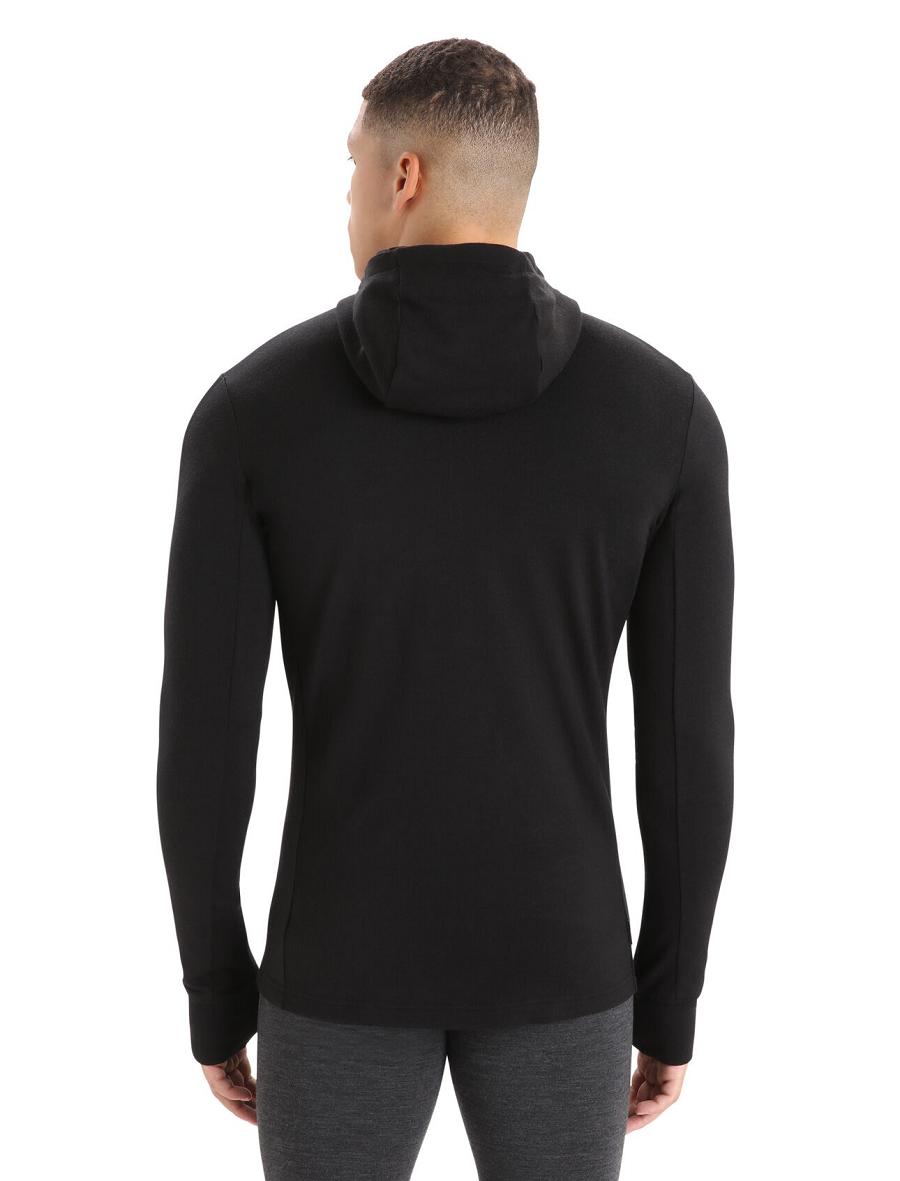 Sweat À Capuche Icebreaker Merino Quantum III Long Sleeve Zip Homme Noir | FR 1270ZUTG